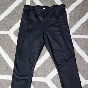 90 Degree Women Dark Green/Gray High Rise Pocket Active Leggings Pant Size M